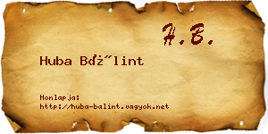 Huba Bálint névjegykártya